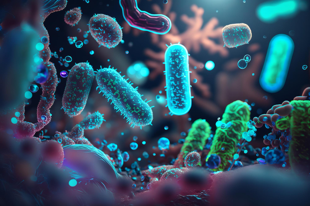 Artistic 3D rendering of bacterial cells